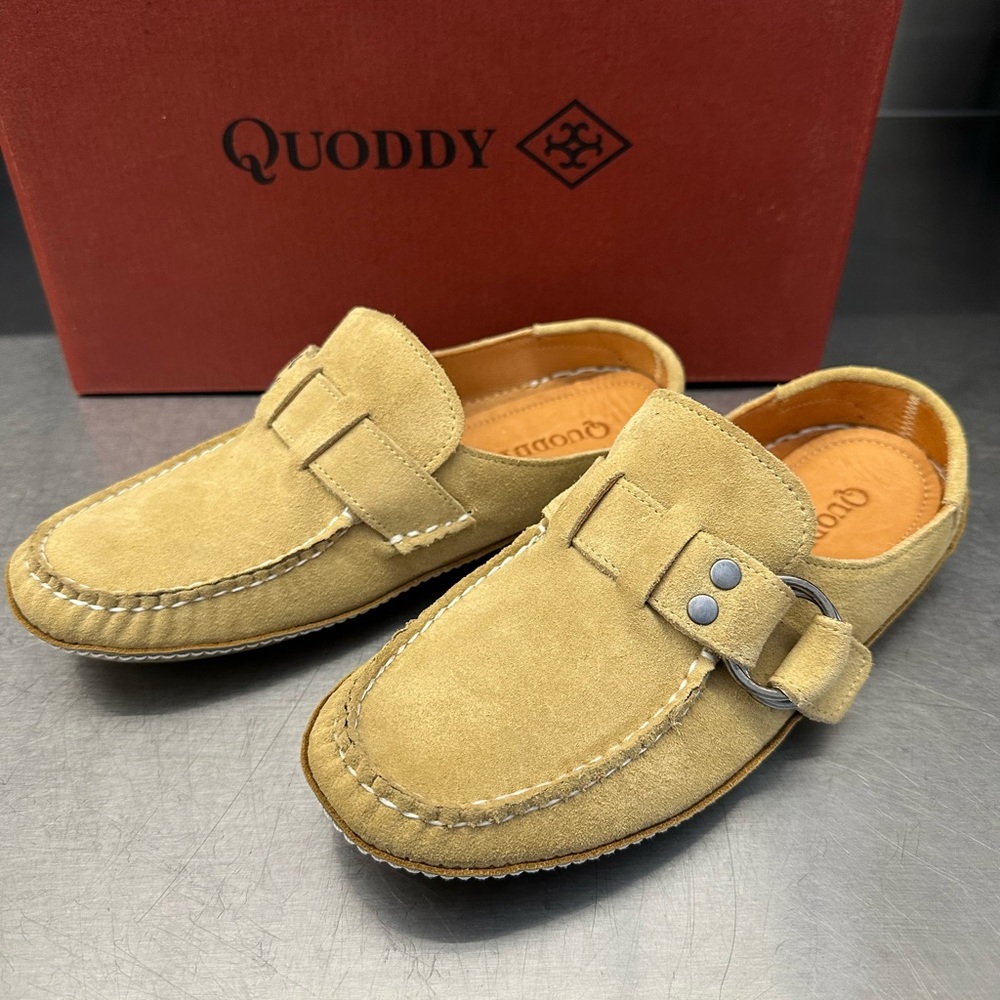 Quoddy Ring Mules handcrafted in sand leather. New in box. - Picture 1 of 7